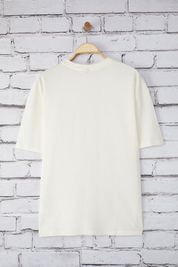 Trendyolmilla Man Ekru Oversize/Genis Kesim Joke Bask?l? K?sa Kollu %100 Pamuk T-Shirt TMNSS25TS00170  фото 3