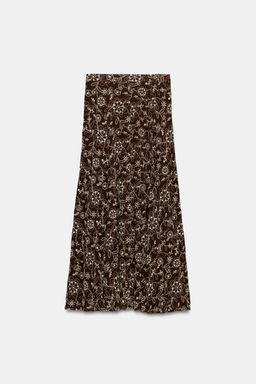 FALDA MIDI BORDADOS / Marr?n / Crudo - Zara фото 6