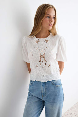 Beyaz %100 Pamuk Brode Bluz TWOSS26BZ00654 - Trendyolmilla фото 2