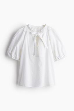 Blusa en mezcla de lino con lazada - H&m фото 5