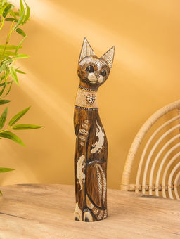 Сувенир «Кошка», 60×14×6 см, дерево, коричневый, МИКС