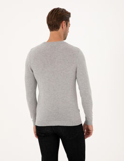 A__k Gri Melanj Slim Fit Bisiklet Yaka Basic Triko Kazak - Pierre cardin фото 5