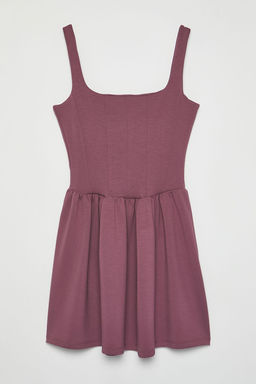 TRENDYOLMILLA Gul Kurusu Kare Yaka Balon Skater/Belden Ac?klan Balon Etekli Mini Orme Elbise TWOSS25EL00371  фото 6