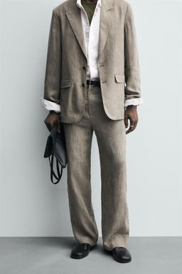 100% WASHED LINEN SUIT TROUSERS - Zara фото 2