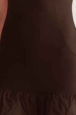 TRENDYOLMILLA Siyah Balon Etek Detayl? Ici Sort Astarl? Dokuma K?sa Elbise TPRSS25EL00059  фото 19