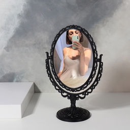 Зеркало декоративное, с увеличением х2, двустороннее, 16.5×25.5 см, (11×15.5 см), чёрное