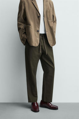 PANTAL?N RELAXED FIT ALGOD?N - LINO / Khaki oscuro - Zara фото 2