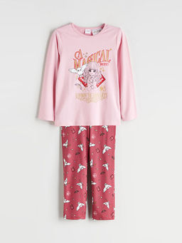 Bisiklet Yaka Harry Potter Bask?l? K?z ?ocuk Pijama Tak?m?