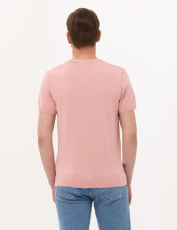 Pembe Slim Fit Bisiklet Yaka Triko Ti__rt