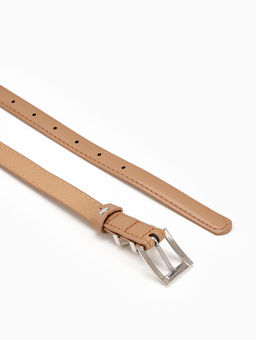 Ремень женский тонкий, 110×2 см, пряжка металл, серебристая, бежевый