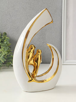 Сувенир керамика "Две птички. Абстракция" белый с золотом 8х20х29 см