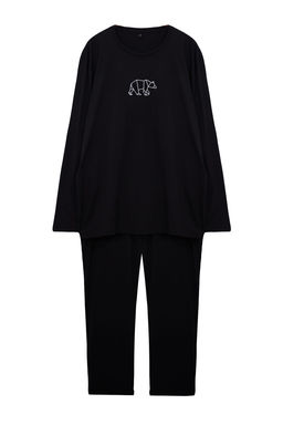 TRENDYOL MAN Siyah Erkek Regular Nak?sl? Orme Buyuk Beden Pijama Tak?m? TMNAW25AI00000 - Trendyolmilla фото 6