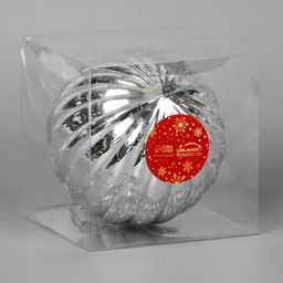 Ёлочная игрушка Винтаж, шар новогодний, d=11.5 см, полосы, серебристый - Зимнее волшебство фото 2