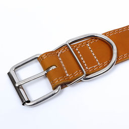 Ошейник кожаный двухслойный на замше, 3,5 см, ОШ 41-51 см, бежевый - Пижон фото 5