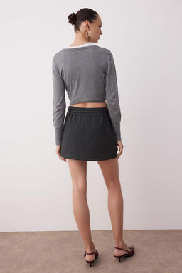 Antrasit Mini Kemer Detayl? Sort Etek Sort & Bermuda TWOAW26SR00011 - Trendyolmilla фото 4