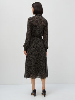 Платье ШИФОН резинка+галстук  черное в мелкий цветок - Tantino фото 3