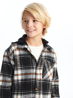 Kap??onlu Ekose Erkek ?ocuk G?mlek Ceket - Waikiki фото 4