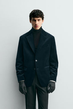 REGULAR FIT VELVET BLAZER - Zara фото 2