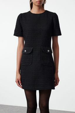 TRENDYOLMILLA Siyah A Kesim Cep Detayl? Mini Dokuma Elbise TWOAW25EL00169  фото 4