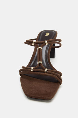 SANDALIA TAC?N ANCHO TIRAS / Marr?n - Zara фото 3