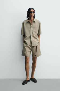 BERMUDA RELAXED FIT EFECTO LAVADO / Beige