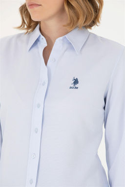 Женская голубая базовая рубашка с длинным рукавом - U.s. polo assn фото 7
