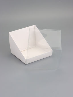 Коробка под бенто-торт, белая, с прозрачной крышкой, 16×16×12.5 см