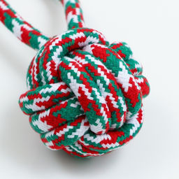 Игрушка канатная Мяч с ручками для крупных собак, до 80 г, до 20 см, красно-бело-зелёная - Пижон фото 6