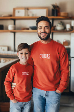 Kiremit Erkek Cocuk Baba-Ogul Bask?l? Orme Mini Me Sweatshirt TKDAW25SW00068