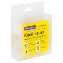 Клейкая лента двухсторонняя 30мм*2мм*3м "OfficeSpace" многоразовая (KLDm_65848) основа - акрил высокой адгезии, прозрачная