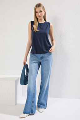 Lacivert More Sustainable Modal Icerikli KolsuzRegular/Normal Kesim Orme Atlet TWOSS25AL00029