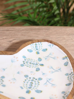 Блюдо в форме сердца Черепаха и цветы, 20.5?20?2.3 см, дерево манго