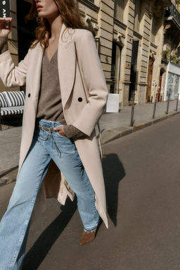 LONG WOOL COAT WITH BELT - Zara фото 5