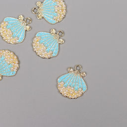 Цена за 5 шт. Декор для творчества металл, стразы «Ракушка», золото, 2.1×1.8×0.3 см