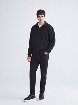 Fermuarl? Dik Yaka Uzun Kollu Erkek Sweatshirt