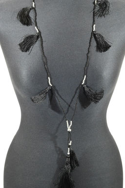 Колье Кисточки с бисером цвет черный, 95см