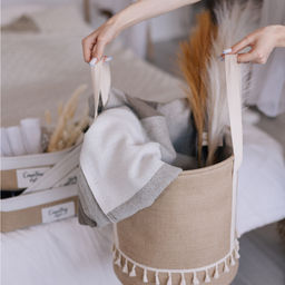 Корзина бельевая с ручками Кантри, Д350 Ш350 В420, бежевый - Handy home фото 5