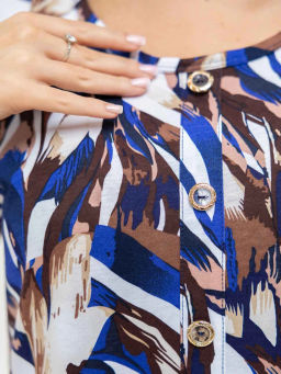 Платье женское, цвет синий бежевый