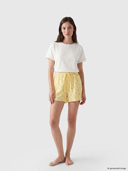 Bask?l? %100 Pamuklu Kad?n ?ort Pijama Alt? 2li