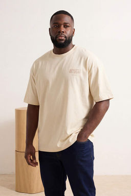 TRENDYOL MAN Buyuk Beden Lacivert Oversize/Genis Kesim Kabar?k Yaz? Bask?l? %100 Pamuklu T-shirt TMNSS25BF00018 - Trendyolmilla фото 10