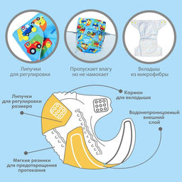 Многоразовый подгузник Транспорт - Крошка я фото 9