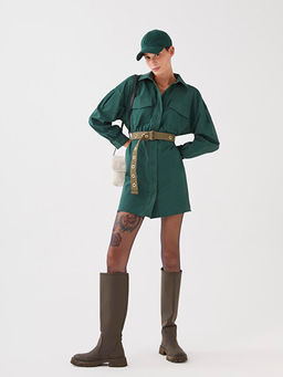 D?z Uzun Kollu Kad?n G?mlek Elbise