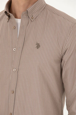 U. S. Polo Assn Мужская рубашка песочного цвета с длинным рукавом - U.s. polo assn фото 7