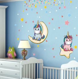 Наклейка многоразовая интерьерная ЕДИНОРОЖКИ НА ЛУНЕ - Home фото 2