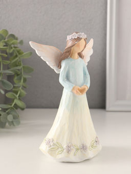 Фигурка полистоун Девушка-ангел в нежно-голубом платье, руки-сердце, 9.5?6.5?16 см