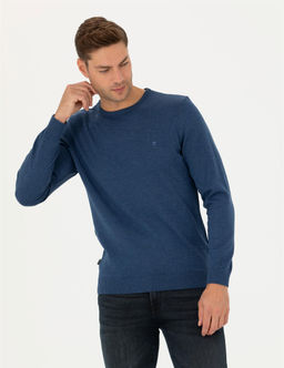 _ndigo Melanj Slim Fit Bisiklet Yaka Basic Triko Kazak