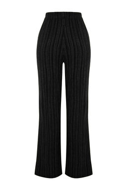 Siyah Beli Lastikli Dokulu Kumas Dokuma Pantolon TWOSS24PL00142