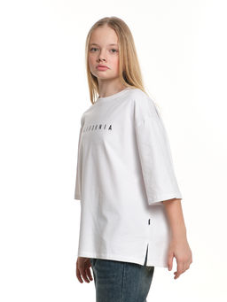 Футболка оверсайз с принтом 22-7453 белый - Mini maxi фото 8