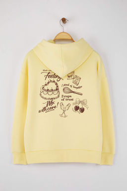 Teen Ac?k Sar? S?rt Bask?l? Oversize Kal?p Kal?n Ici Polarl? Orme Sweatshirt TWOAW26SW00192 - Trendyolmilla фото 6