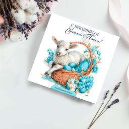 Набор 9 шоколадок "С праздником Светлой Пасхи (барашек в корзине)"